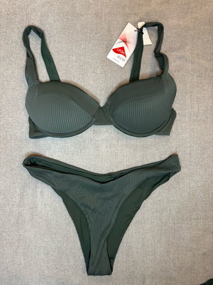 Bikini and pareo set new, dark green Lycra