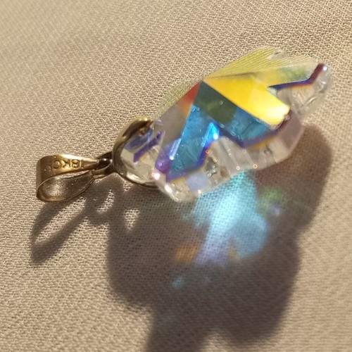 Silver necklace 925 with gold-plated crystal pendant like new
