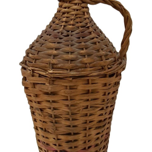 Vintage Demijohn 1940s–1950s Glass and Rattan 5 Liters Used