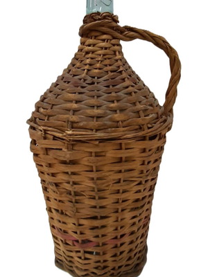 Vintage Demijohn 1940s–1950s Glass and Rattan 5 Liters Used