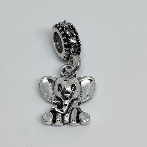 Silver Elephant Charm with Sparkling Rhinestones for Bracelet like new