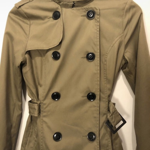 H&M Khaki Short Trench Coat like new, size 34 EU