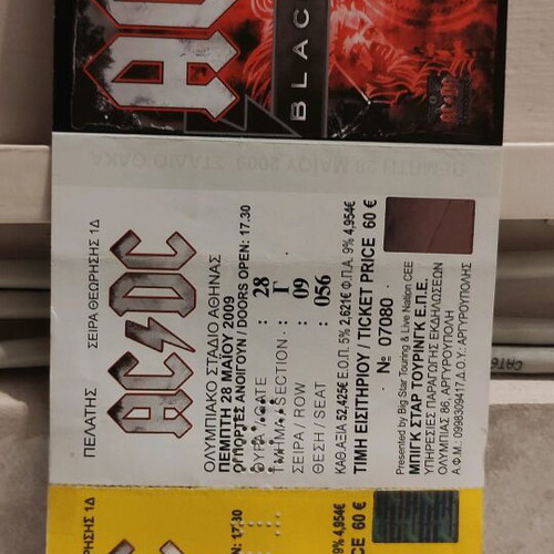AC/DC concert ticket 28/5/2009 like new