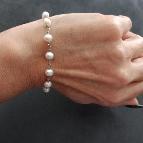 Bracelet with pearls 18cm like new, 925° silver