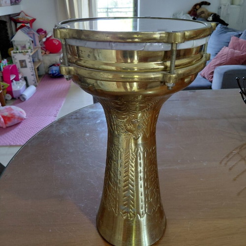 Doumbek RP brass No3, like new, handmade 5-string design