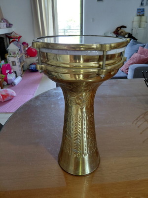 Doumbek RP brass No3, like new, handmade 5-string design