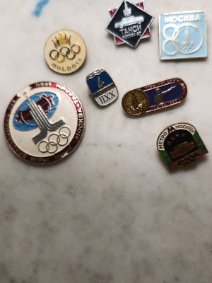 Vintage σοβιετικά ολυμπιακά pins πακέτο 7 Μόσχα 1980 Ταλίν