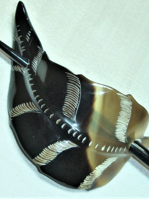 Hair Pin Antique From Carved Horn New