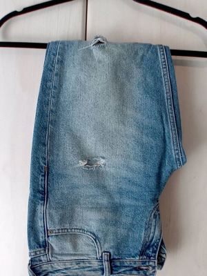 Mango women's jeans size 38 used with rips blue