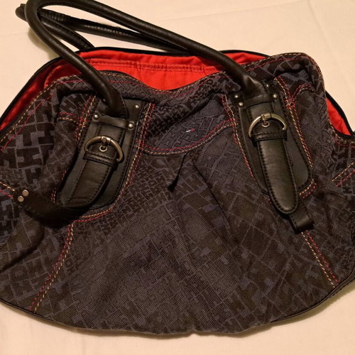 Hilfiger Denim tote shoulder bag, black and red