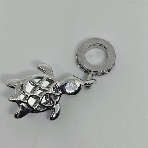 Turtle Pendant Charm with Purple Semi-Precious Stone and Crystals like new