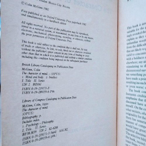 The Character of Mind used book