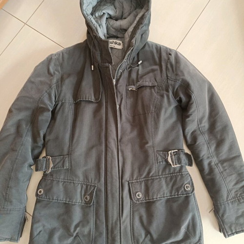 Bershka women's long jacket used, gray, size Medium