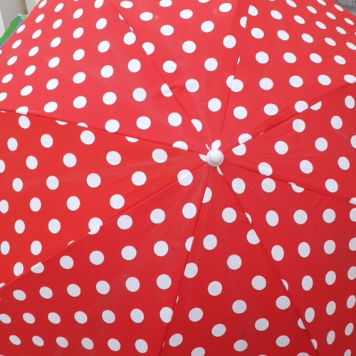 Beach umbrella new, 1.60 m diameter, red with white dots