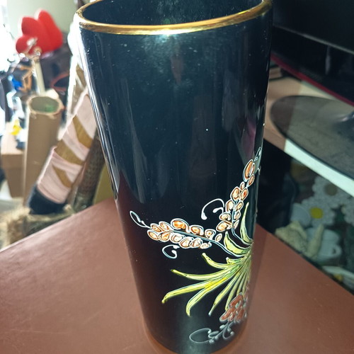 Vase Greek made dark blue with 24k gold overlay, like new