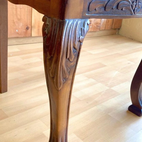 Antique handmade carved solid wood chair 1960, lion paw legs