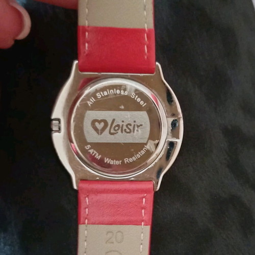 Loisir women's watch like new with red leather strap and rhinestones