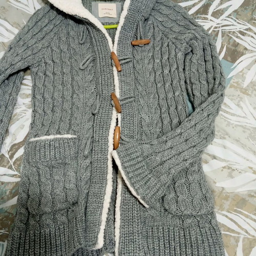Zara thick cardigan like new, white and gray, size S
