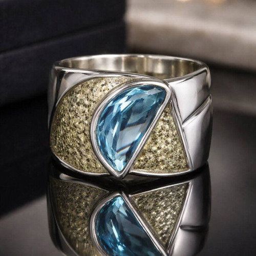 Vintage Handmade Silver 925 Ring Large with Blue Stone used
