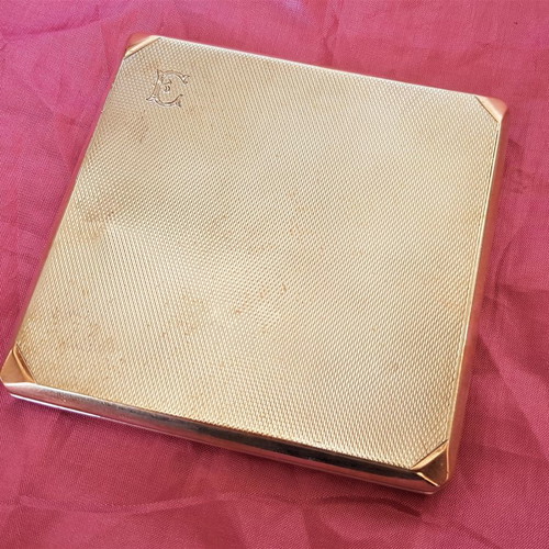 Silver and gold handmade vintage cigarette case used, Made in England 1932