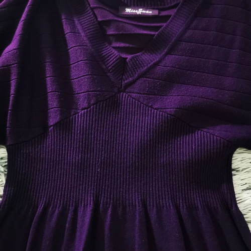 Purple wool dress like new, winter, elastic
