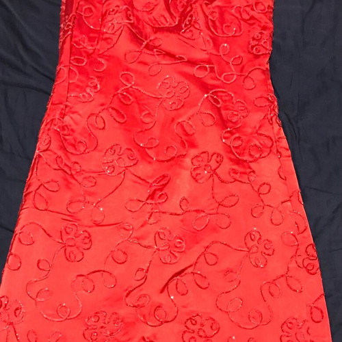 Vintage Chinese Cheongsam Dress Qipao satin red silver like new