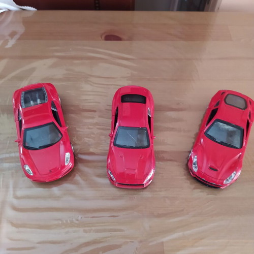 Iron toy cars used, pack of 3, with opening doors, 12-13 cm