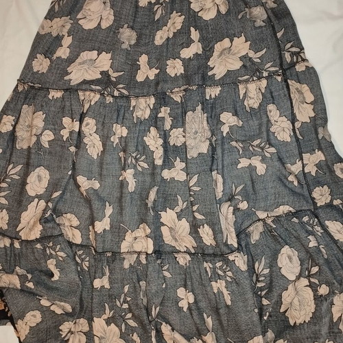 Long summer floral dress black with beige-brown flowers like new