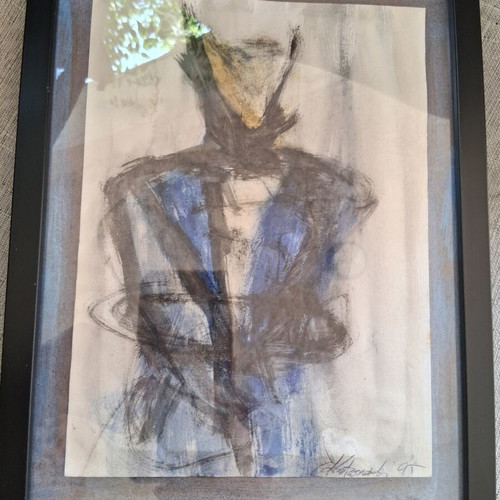 Painting "Portrait" 20×26cm, like new, expressionism, framed, signed