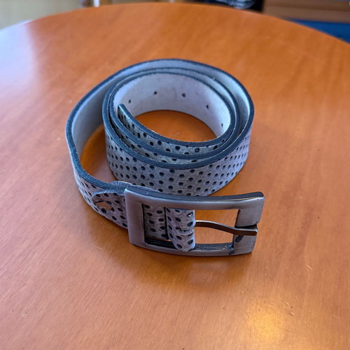 Men's leather belt gray with embossed texture like new