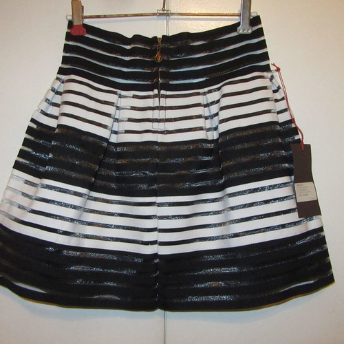 De Deo mini skirt black and white striped party semi-transparent new