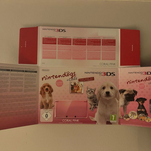 Nintendo 3DS Coral Pink empty box new, Nintendogs