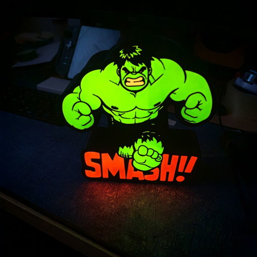 3D print Hulk lightbox lamp 19x18x5cm, USB powered