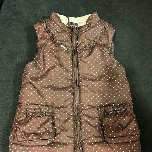 Sleeveless vest used for girls 98cm 2-3 years brown polka dot with pockets