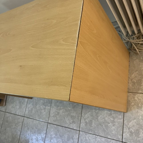 Desk with shelves used, beige color, sturdy hotel equipment