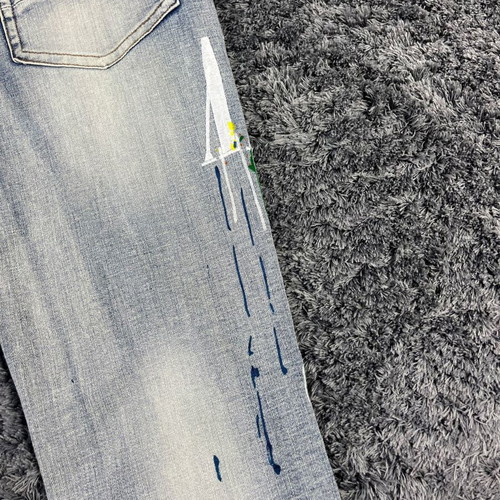 Amiri men's distressed embellished denim jeans like new, size L, blue