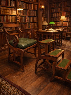 Antique English Regency Metamorphic Library Ladder Chair