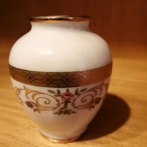 Limoges France miniature vase with 24 karat gold