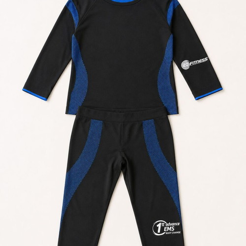 EMS Fitness set XS with top and leggings like new, black with blue details