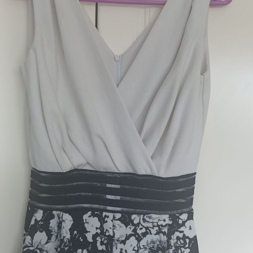Women's One-Piece Small with Sheer Striped Waist, Black and White, Like New