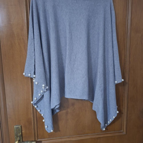 Women's knitted blouse gray with decorative pearls Matis Fashion one size new