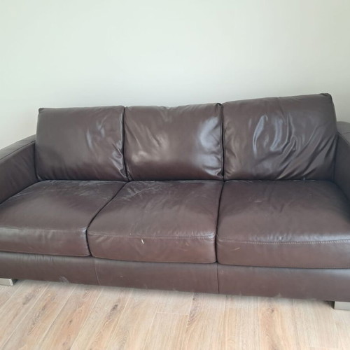 Leather three-seater sofa like new