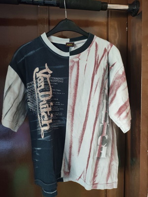 Vintage δίχρωμο graphic T-shirt ανδρικό μέγεθος L μεταχειρισμένο