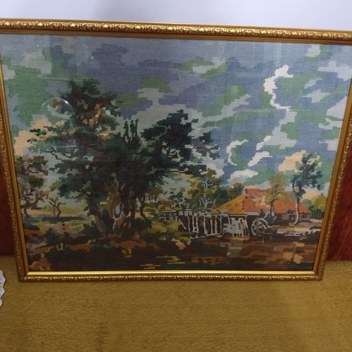 Κεντημένος πίνακας καδρό, 65x52 εκ.