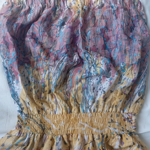 Maxi boho strapless dress Virgin Prunes by Mikró like new, multicolor