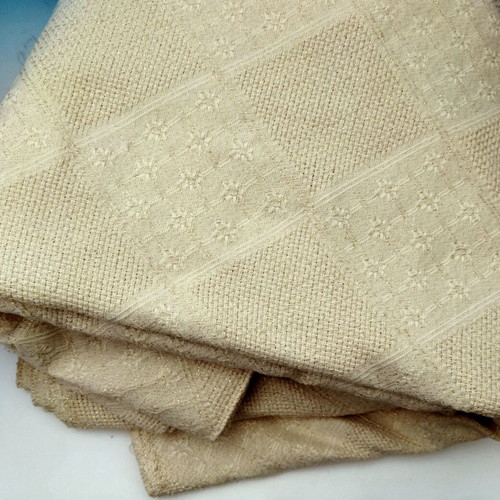 Etamin embroidery fabric with gold squares, beige - ecru, counted canvas