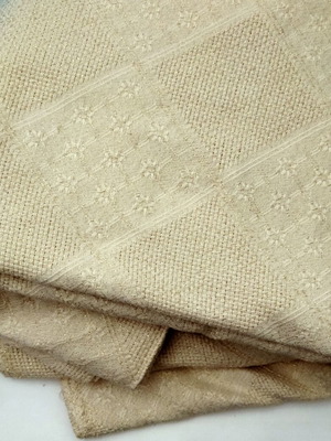 Etamin embroidery fabric with gold squares, beige - ecru, counted canvas