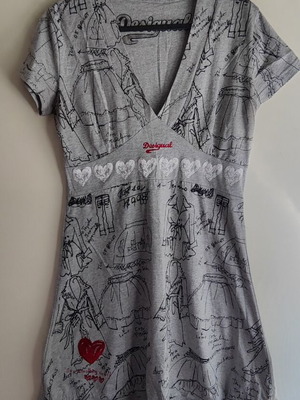 Desigual boho φόρεμα με καρδιές, V λαιμόκοψη, μέγεθος L