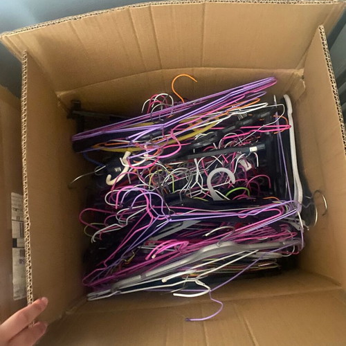 Hangers like new, iron and plastic, large box