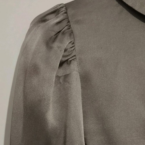 Women's satin shirt with collar H&M 42 like new, olive khaki